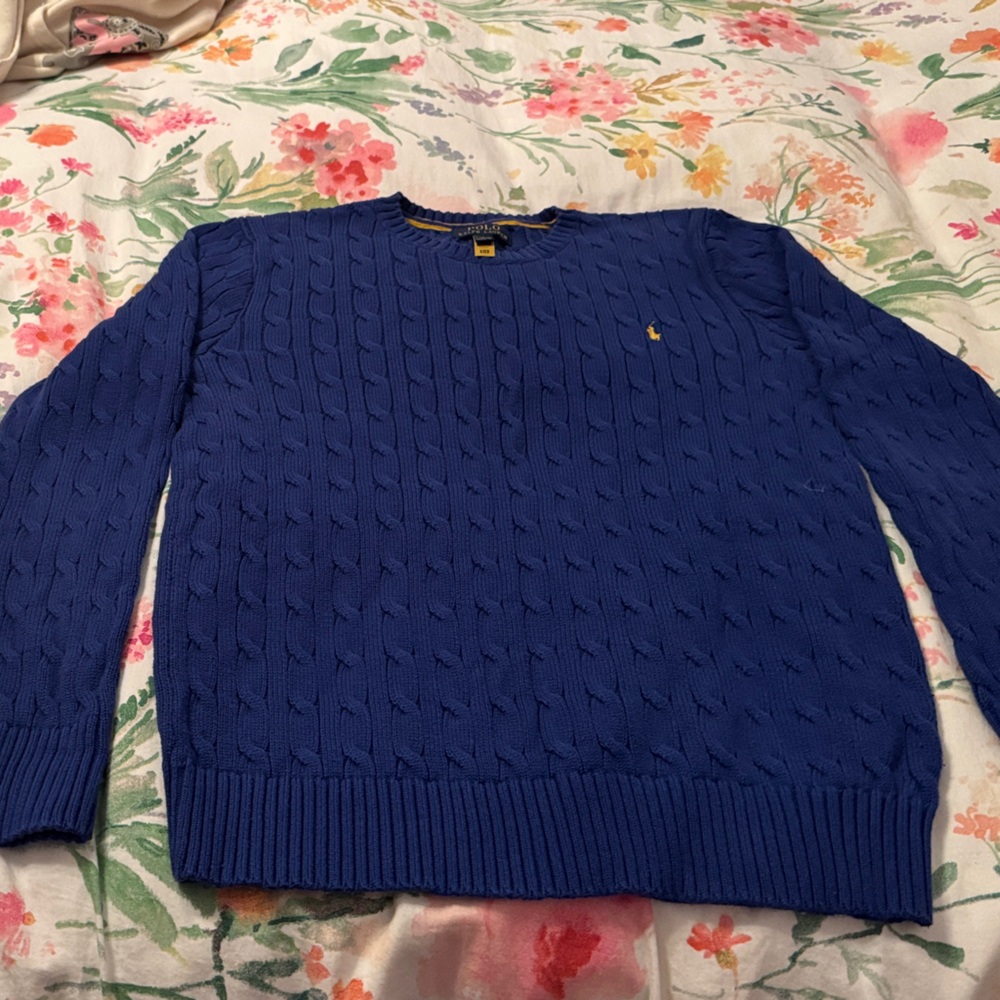 Polo Ralph Lauren Royal Blue Cable Knit Sweater. Boys size XL (18-20)